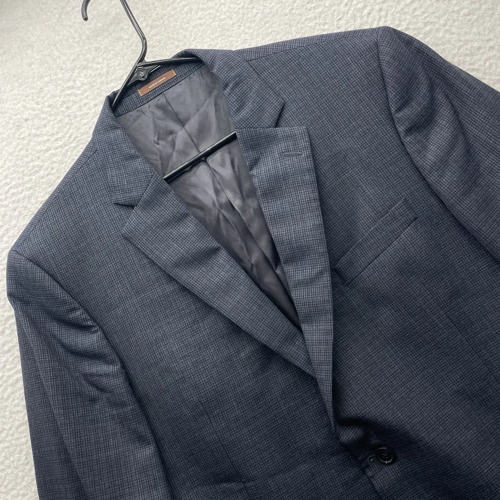 Peter Millar Blazer Mens 46R Wool Navy Blue Houndstooth Check Double Vent Canada